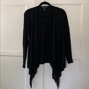 INC Black Fringe Cardigan